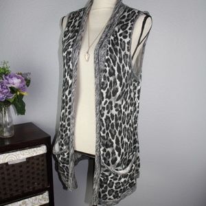 Chico's Animal Print Open Draping Vest